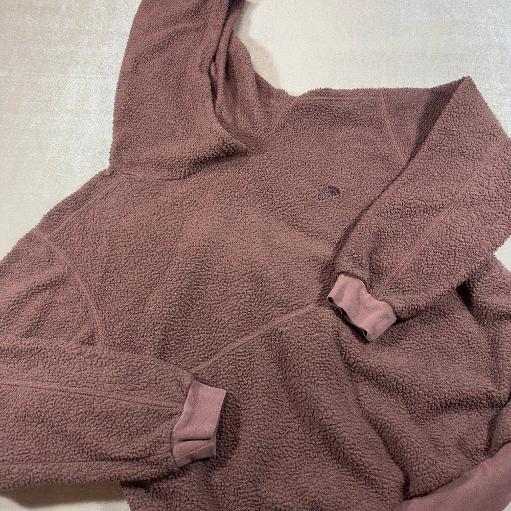 The North Face Sherpa Fleece Hoodie Mauve Pink Purple Pullover Mens Small